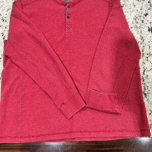 Eddie Bauer Red Henley Long Sleeve Shirt
